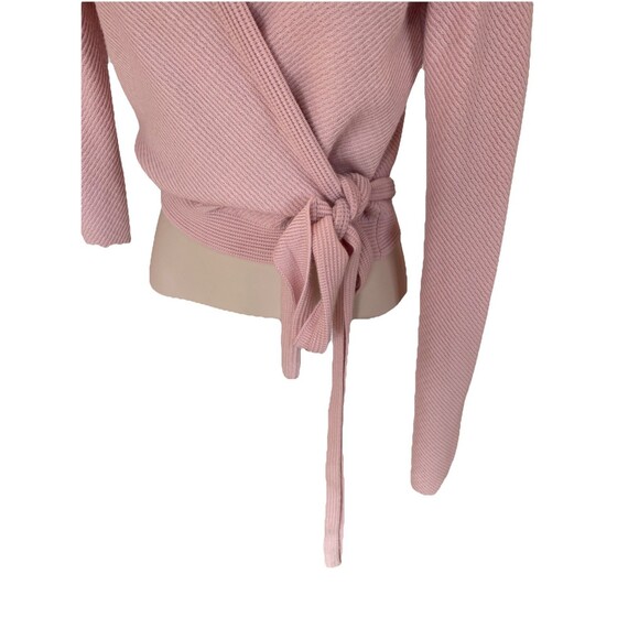 Athleta Pink Tie Front Cotton Blend Cropped Cardigan Long Sleeve Size Small Yoga - Picture 2 of 7